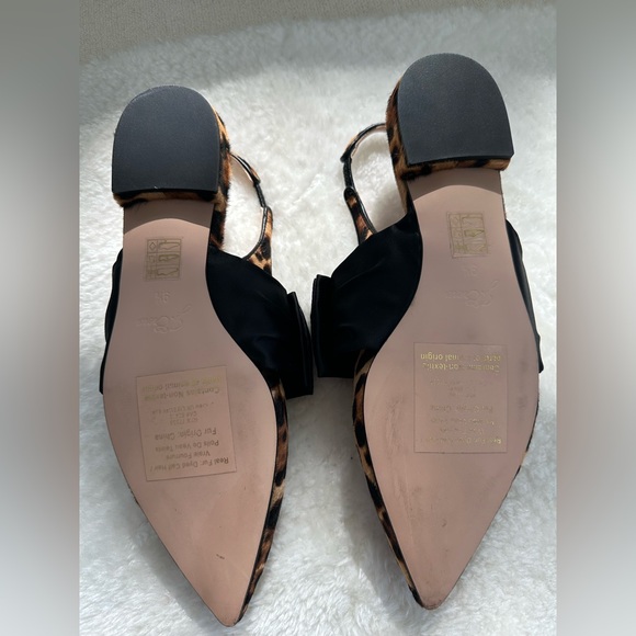 J. Crew Animal Print Slingback Flats with Large Black Bows, New, never worn! - Picture 10 of 13